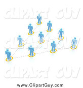 Clip Art of a 3d Blue People Network Forming a Triangle by Jiri Moucka