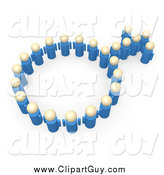 Clip Art of a 3d Group of Blue People Forming the Male Sex Symbol by