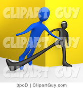 Clip Art of a 3d Man Tripping Another - Royalty Free by