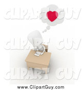 Clip Art of a 3d White Man Writing a Love Letter by BNP Design Studio