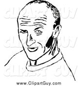 Clip Art of a Black and White Balding Man Looking at the Viewer by Prawny