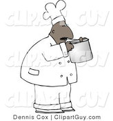 Clip Art of a Black Male Chef Smelling Food in a Cooking Pot by Djart