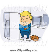 Clip Art of a Blond White Appliance Repair Man by BNP Design Studio