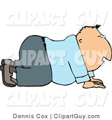 Clip Art of a Business Man on His Hands and Knees, Begging His Boss by Djart