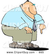 Clip Art of a Caucasian Businessman Pointing at an Uncovered Manhole by Djart