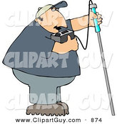 Clip Art of a Caucasian Gas Checker Using a Combustible Gas Detector by Djart