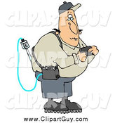 Clip Art of a Caucasian Man Reading a Gas Detector Pager While Working on the Job by Djart