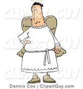 Clip Art of a Confused Angel with Wings and a Halo in a White Robe by Djart