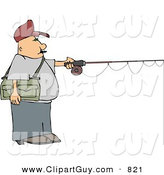 Clip Art of a Fly Fisherman Fishing from a Lake by Djart