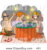 Clip Art of a Happy Caucasian Men and Women at a Hot Tub Party by Djart