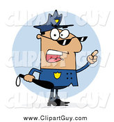 Clip Art of a Hispanic Police Man Holding a Club and Yelling by Hit Toon