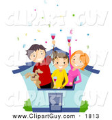 Clip Art of a House Warming Party with People Hanging out of a Window by BNP Design Studio