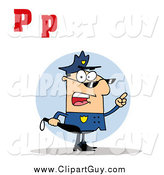 Clip Art of a Mad Cop with Letters C by Hit Toon