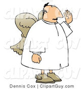 Clip Art of a Male Angel in a White Robe Swearing to God or Giving an Oath by Djart