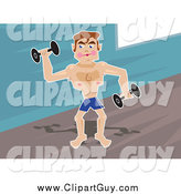 Clip Art of a Male Brunette White Body Builder Lifting Weights by Prawny