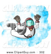 Clip Art of a Male Skydiver Falling from the Sky by Djart