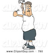 Clip Art of a Man Hammering a Nail into the Wall, Inexperienced by Djart