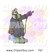 Clip Art of a Man Spraying a Purple Cloudy Pesticide/Insecticide Chemical Substance Used to Kill Insects by Djart