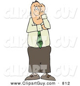 Clip Art of a Perplexed Businessman Thinking About Something and Looking Forward by Djart