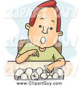 Clip Art of a Red Haired White Man Counting Eggs by BNP Design Studio