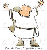 Clip Art of a Religious Male Angel with Wings Waving Arms and Trying to Grab Everyone's Attention by Djart