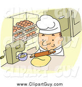 Clip Art of a Short White Male Baker Using a Rolling Pin by BNP Design Studio