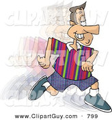 Clip Art of a Smiling Man Running and Burning Calories by Djart