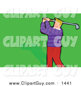 Clip Art of a Swinging Male Golfer on the Green by Prawny