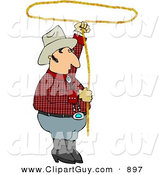Clip Art of a White Cowboy Practicing with a Lariat Rope by Djart