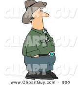 Clip Art of a White Cowboy Standing and Waiting with Hands in Pants Pockets by Djart
