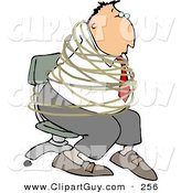 Clip Art of a White Hostage Businessman Tied with Rope to a Chair by Djart