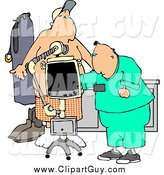 Clip Art of a White Male Doctor Taking Getting an X-ray of His Patients Stomach/Chest Area by Djart