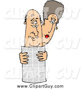 Clip Art of a White Man and Woman Reading the Local Newspaper Together by Djart