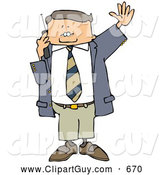 Clip Art of ABoring Business Man Talking on a Cellphone and Waving at Someone by Djart