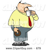 Clip Art of ABoring Obese Businessman on His Coffee & Donut Break by Djart