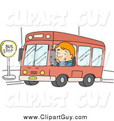 Clip Art of ABus Driver at a Stop by BNP Design Studio