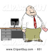 Clip Art of ABusiness Office Man Holding a Pink Slip by Djart