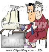 Clip Art of ACaucasian Businessman Working at His Home Office Today by Djart