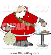 Clip Art of AChubby Santa Grabbing Chocolate Chip Cookie by Djart