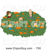 Clip Art of AFamily of Five Looking for That Perfect Halloween Pumpkin in a Farmer by Djart