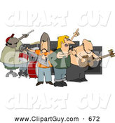 Clip Art of AGarage Rock Band Playing Music by Djart