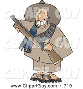 Clip Art of AGrinning Male Mexican Bandit Carrying a Loaded Shotgun by Djart