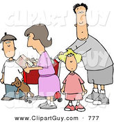 Clip Art of an Average Family Grocery Shopping Together by Djart
