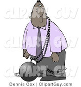 Clip Art of an Illegal Immigrant Wrapped in a Ball and Chain by Djart