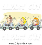 Clip Art of Angry Drivers Stuck in City Traffic by BNP Design Studio