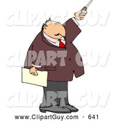 Clip Art of AOffice Businessman During a Presentation Pointing a Pointer Stick by Djart