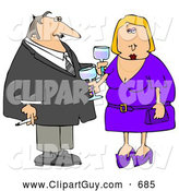 Clip Art of AOlder Couple Partying at a Cocktail Party by Djart