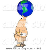 Clip Art of APudgy Warrior Holding Globe and Sword by Djart