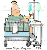 Clip Art of ARecovering Sick White Patient Eating Lunch on the Bed of His Hospital Room by Djart