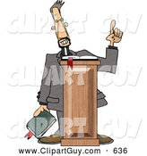 Clip Art of ATall Christian Preacher Holding a Bible and Giving a Speech from Behind a Podium by Djart